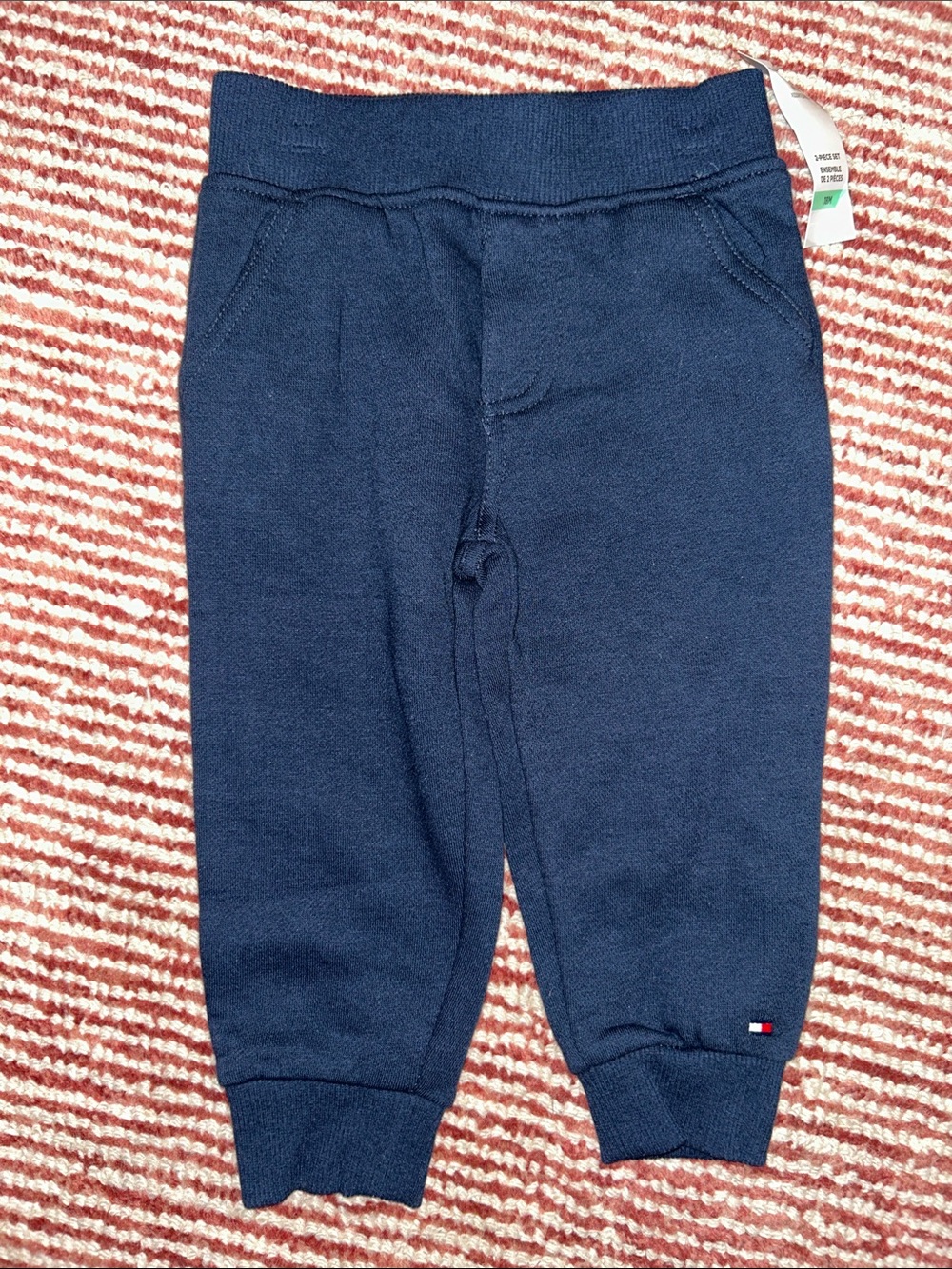Tommy Hilfiger Navy Blue Kids Sweatpants with Logo Trim